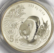 Silbermünze China Panda 1997 1/2 oz 5 Yuan  PP Breites Datum Originalblister