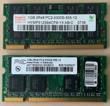 RAM Speicher 2x  1GB 2Rx8 PC2-5300S-555-12 für Laptop / Notebook