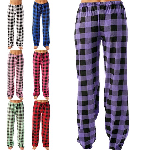 Damen lang pyjama hose kariert - lang,
