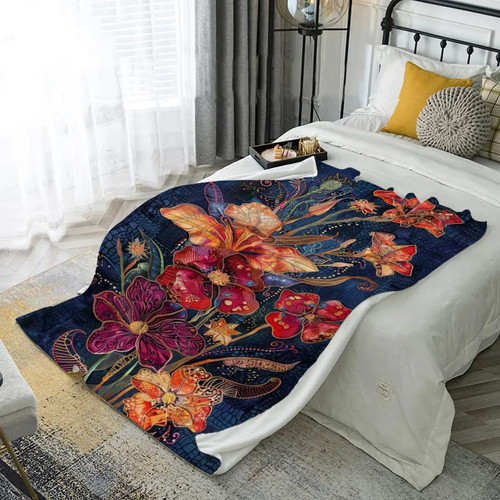 Bunte blumenbettdecke - bunte,
