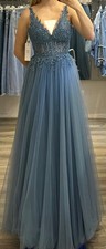 Ballkleid lang, blau, Größe S, Schnürung, Tüll und Spitze, Diva Fashion Paris