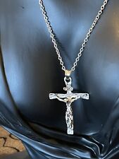 JESUS ROSENKRANZ HALSKETTE ANHÄNGER 40cm+5cmVERLÄNG. SILBER KREUZANHÄNGER RELIGI