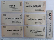 Neu - 6x Erbsen Gemüse Eintopf Etiketten VEB OGEMA Seehausen Altmark DDR um 1980