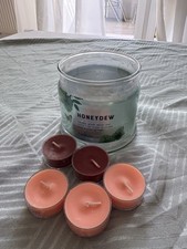 Partylite Honeydew Duftkerze Melone Grün Dreidocht Kerze Duftkerze
