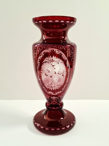 Böhmische glasvase rubinrot - böhmische,