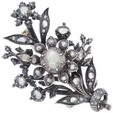 Brosche Rosenschliff Diamanten Gold und Silber Antik ca. 1870-80