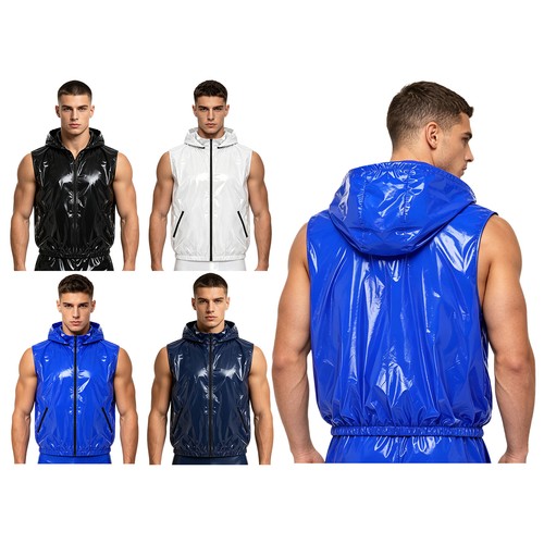 Herren wetlook weste jacke - herren,