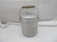 Vintage Aluminium Milchkessel Milcheimer 3 Liter – Holzgriff Holzhenkel ~ 1960 J