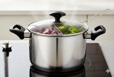 Spanpfannen mit Korb und Deckel 22 cm Kochtopf Edelstahl Spanpfanne