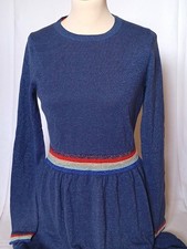 Kleid, Strick, Boden, Kinder Gr. 158/164, blau Glitzer, Neu