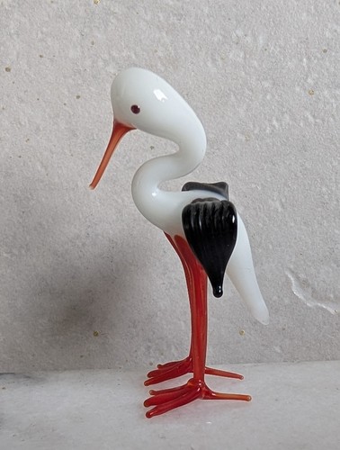 Vintage glasfigur storch - vintage,