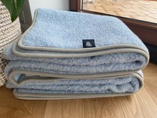 Wolldecke australisches Merino Naturhaardecke Wohndecke Kuscheldecke- Blau 