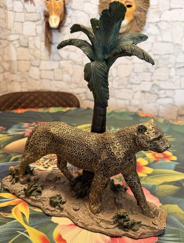 Leopard dekofigur mit palme - leopard,