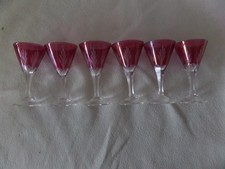 KONVOLUT  -  handgeschliffene Gläser Böhmisches Glas mit rotem Überfang