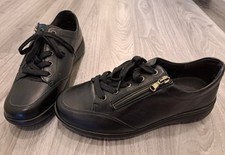 Vamos Damen Schnür Schuh Reißverschluss Leder Gr 8  41 , 5  M Schwarz Wie Neu 