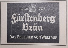Fürstenberg Bräu Werbeanzeige von 1937 Brauerei Bier