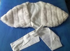Damen Bolero Pelzstola Kunstpelz weiß gefüttert mit Schleife zum Schließen  NEU