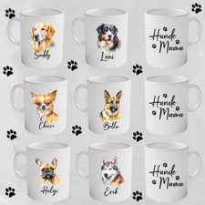 Tasse Hund Personalisiert Name Hunde Mama Geschenk Kaffeetasse viele Hunderassen