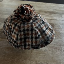 Alte Schirmmütze Baskenmütze Kariert Retro 60/70 Iger Jahre