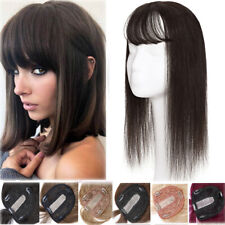 Damen Dick Toupet Topper Toupee Clip In Remy Echthaar Haarteile Seide Base BANGS