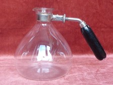 alte Kanne Glas Glaskanne mit Holzgriff für Kaffeemaschine Bauhaus? Sintrax?