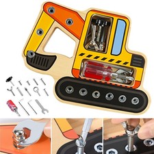 Spielzeug Montessori Holz Schraubbrett Motorikspielzeug Bagger Lernspiel Kinder