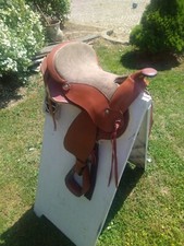 Westernsattel Sattel Leder Wildleder für schmale Ponys braun super Zustand