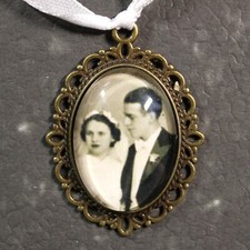 Brautstrauß Memorial Oval in Silber, Roségold, Bronze oder Gold – Fotoanhänger