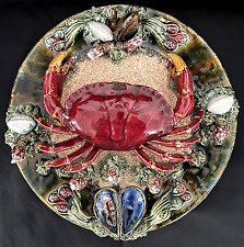 Prächtiger Majolika Krabbenteller auf Sandschicht. Vintage, Rarität!