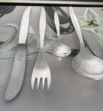 WMF Besteck Stockholm Pistolengriff Silberauflage Vier Teile Messer Gabel Löffel