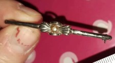 Brosche Gerade Perle Silber