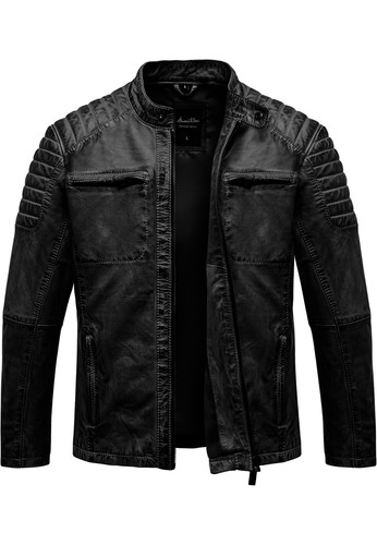Herren echtleder jacke biker - echtleder,