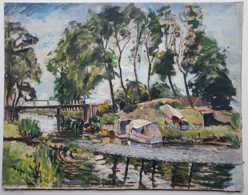 Gemälde öl landschaft boote - Öl,