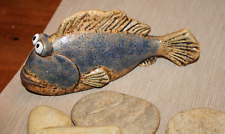 Witziger Fisch groß, Keramik, 18,6x5,3x8,7cm, DekoFisch, türkis