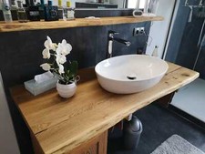 Waschtischplatte Badezimmer Eiche Baumkante Aufsatzbecken Waschtisch geölt