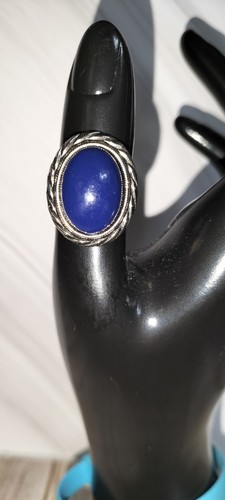 Ring blau silber großer stein - ring,