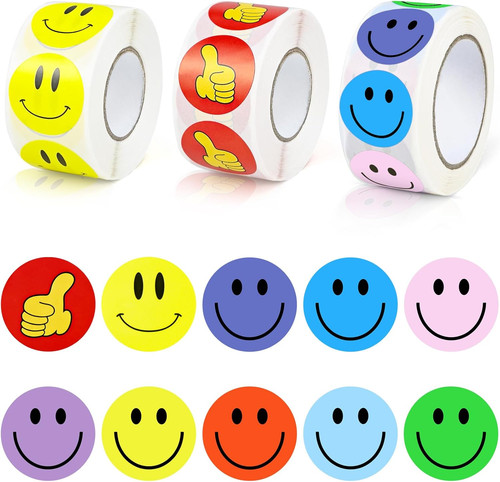 1500 bunte smiley aufkleber