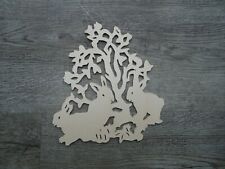 Hasen Holz Fensterbild Laubsägearbeit Handarbeit Ostern Hase Blumen Dekoration