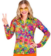 Bluse 60s Peace and Love Hippie Flower Power Karneval Fasching Kostüm Damen