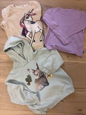 Kleiderpaket 3 Mädchen Pullis Jako-O & H&M Gr. 122/128 Pailletten Hase Einhorn