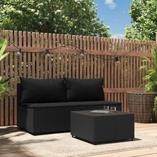 Garten Lounge Set mit Kissen Sofa Mittelsofa Gartenmöbel Poly Rattan vidaXL