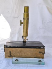 Altes Mikroskop Reisemikroskop Messing Waechter Berlin In Holzbox Vintage 