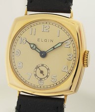 ELGIN ART DECO HERRENARMBANDUHR IN 18ct GOLD -1930er JAHRE  SELTENE TONNEAUFORM 