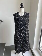 Damen Hauskleid Schürze Gr. 42 Neu Schwarz Blumen Weiß Kittelschürze