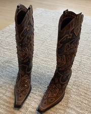 Westernstiefel Cowboy Boots Gr. 37 Glitzer braun spitz