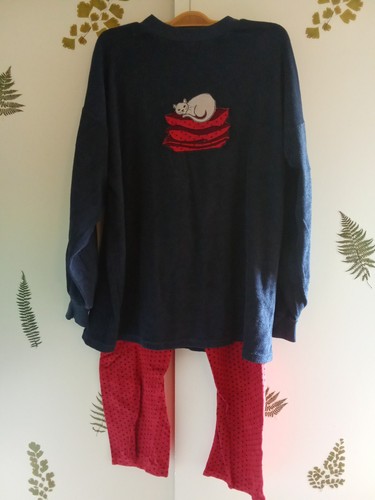 Schlafanzug frottee rot blau - schlafanzug,