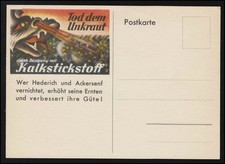 Werbe AK "Tod dem Unkraut" Dünger Kalkstickstoff Drache spuckt Feuer ungebraucht