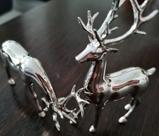 2 Stück Hirsche Elch 1 Paar Silber Figur Skulptur Deko Weihnachten Advent NEU  