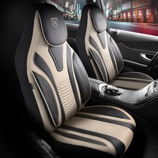 Sitzbezüge (Pilot) passend für Mitsubishi Space Star in Beige-Schwarz mit Tasche