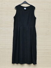 langes schwarzes Leinenkleid TE Hamburg eingelegte Falten - Gr. 1 - Lagenlook